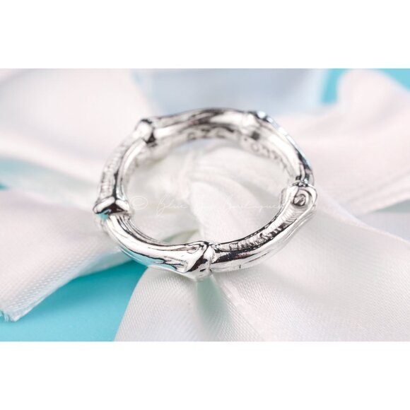 Tiffany & Co. Ring Vintage Bamboo Bone Band Pinky Ring Size 3.5 - Picture 6 of 8